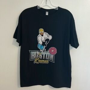 Boston Kreme’s Hockey Homer Simpson Black TShirt Jerzees Dri-Power Sz M